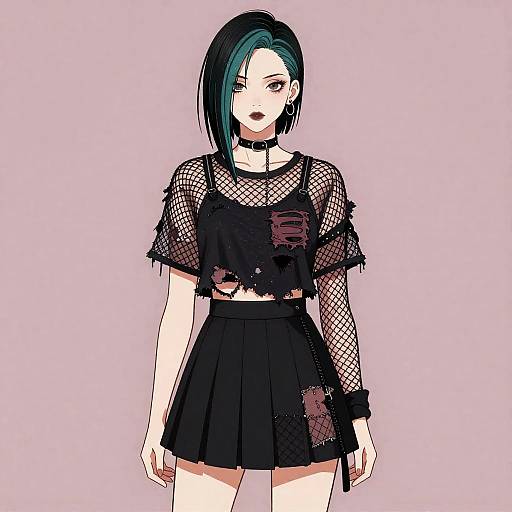 Gothic Punk Anime Girl Portrait