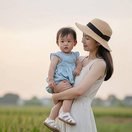 Mother and Child in Rural Serenity