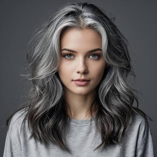 Young Woman with Ash Gray Hair