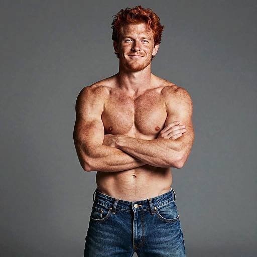 Fiery Redhead Muscular Cowboy Pose
