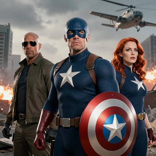 Epic Heroes Battle in War-Torn City