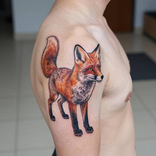 Vibrant Multi-Tailed Red Fox Tattoo