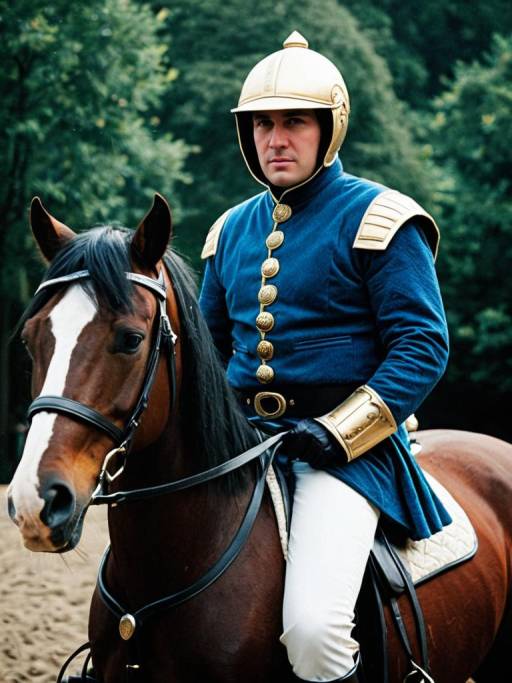 Man in Historic Rider Costume on Horse