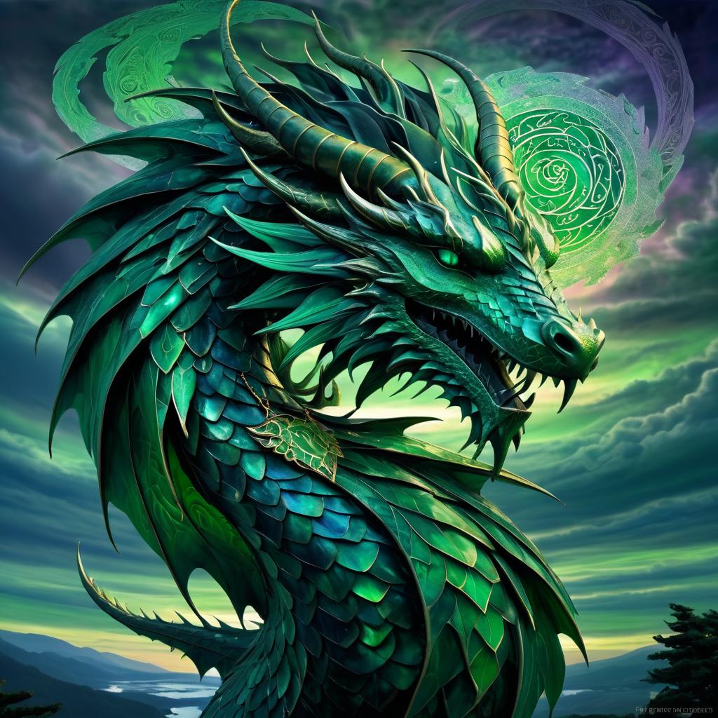 Emerald Dragon in Gothic Twilight