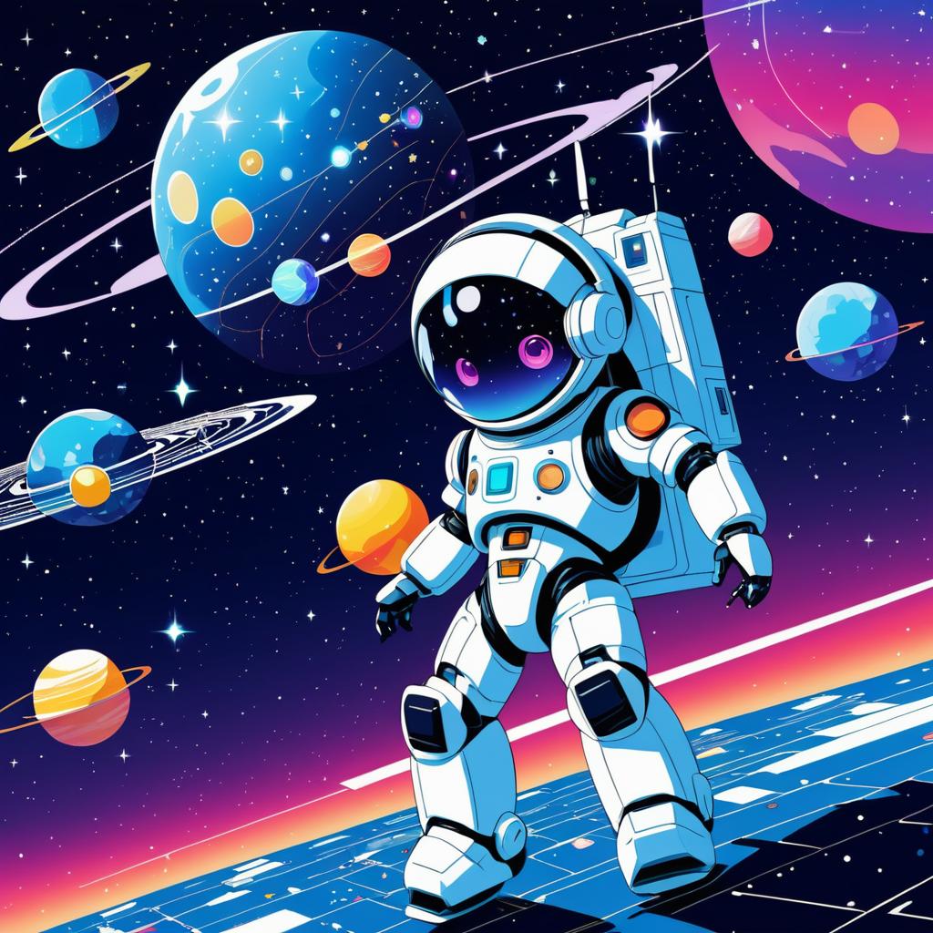 Cheerful Robot in Futuristic Space Station