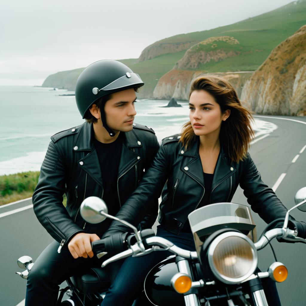 Cinematic Coastal Romance on Motorcycle