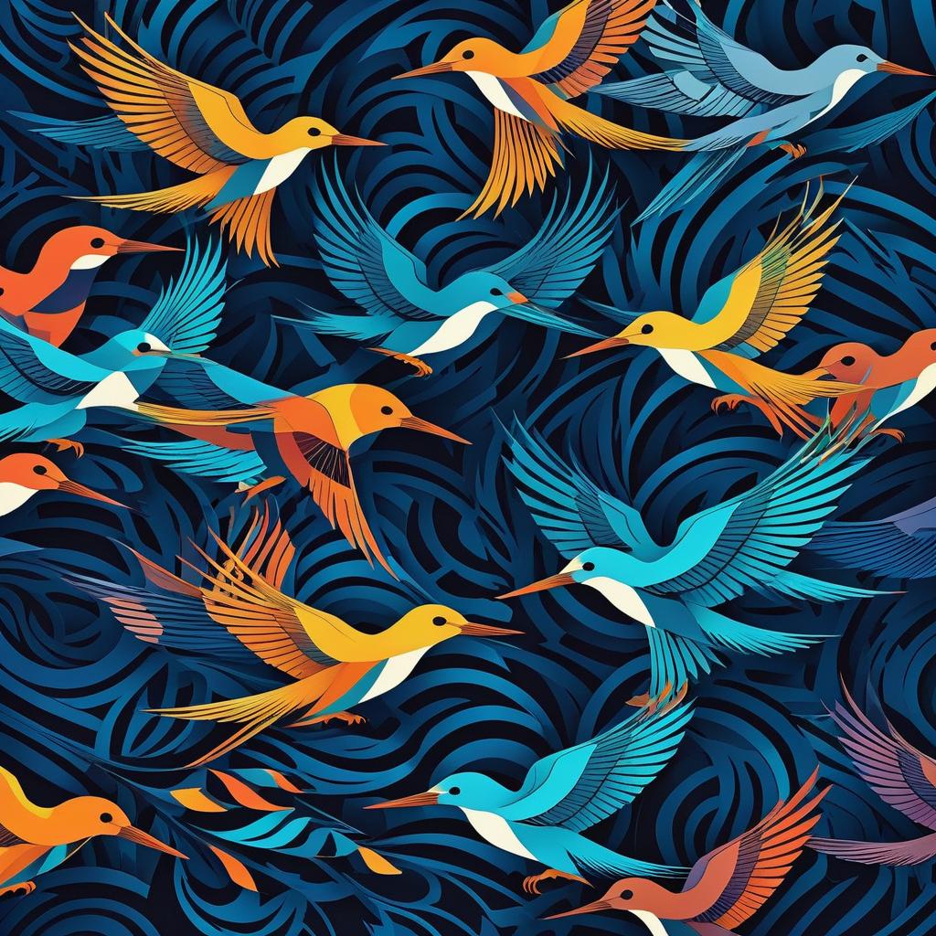 Interlocking Birds in Escher Style