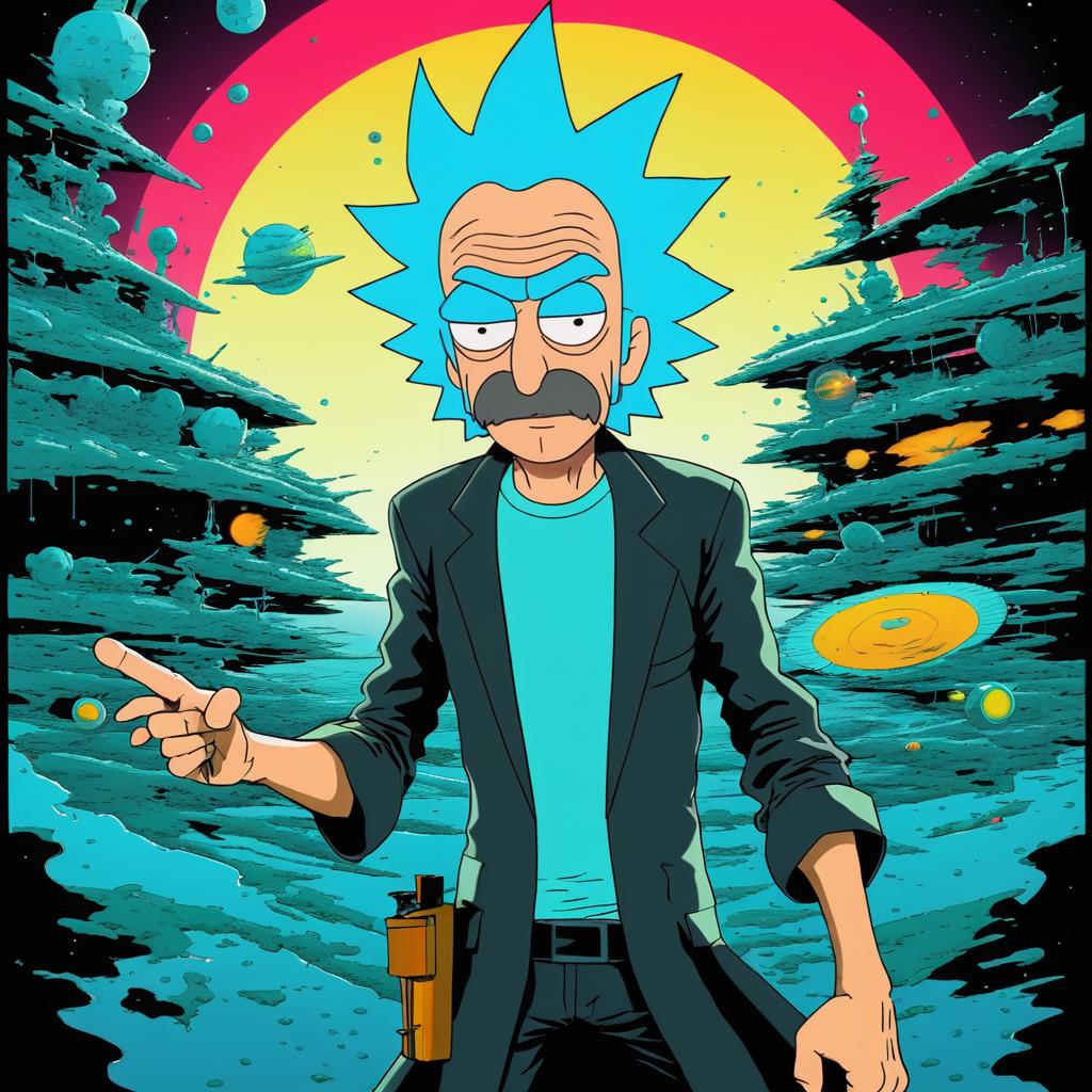 Frank Miller Style Rick Sanchez Illustration