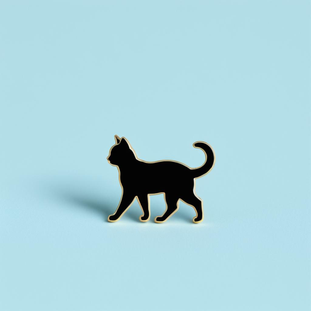 Minimalist Cat Silhouette Enamel Pin Design