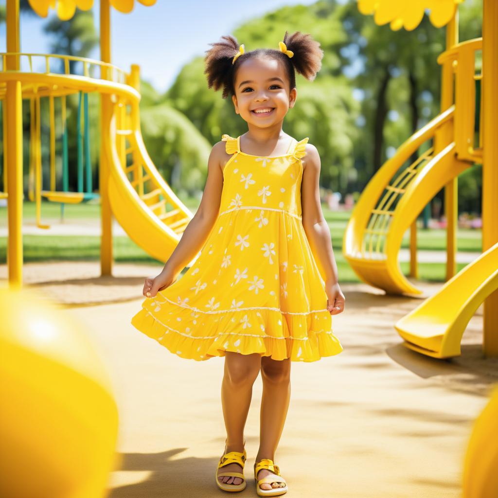 Joyful Girl in Bright Yellow Sundress