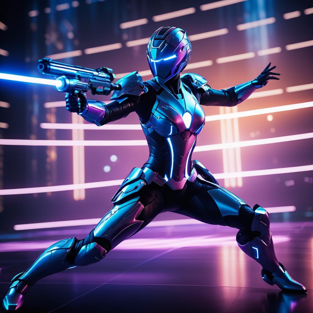 Cinematic Cyborg in Stunning Combat Pose