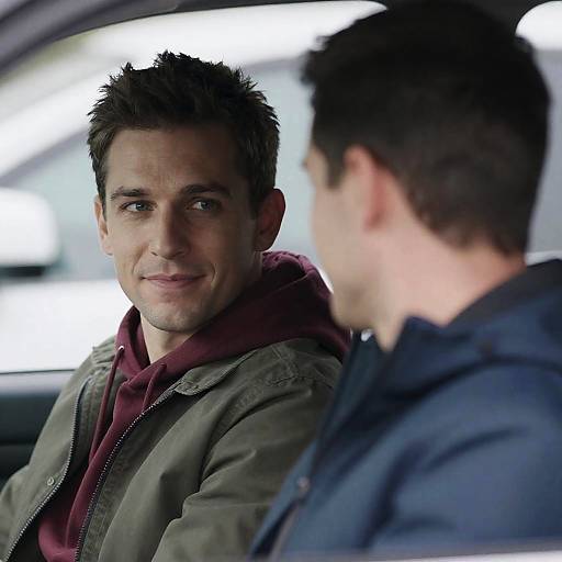 Two Men Talking in a Car