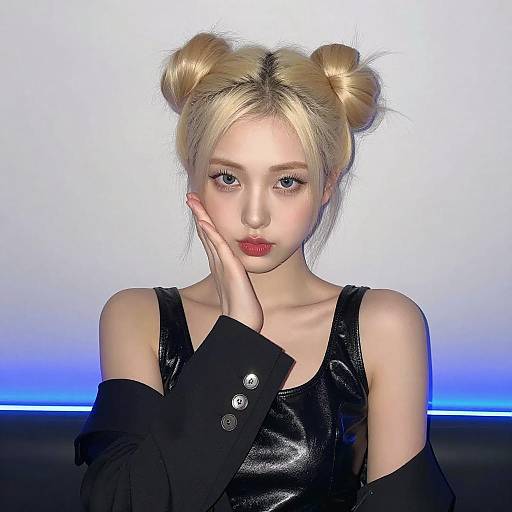 Platinum Blonde Woman with LED Glow