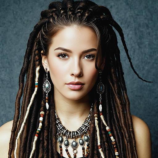 Realistic Solo Female with Dreadlocks and Jewelry