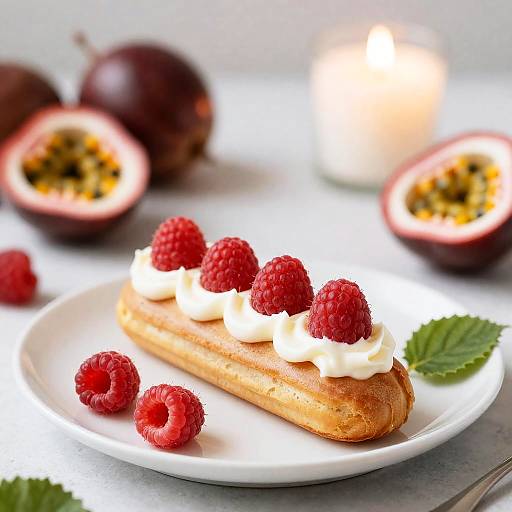 Raspberry Passionfruit Eclair Still Life