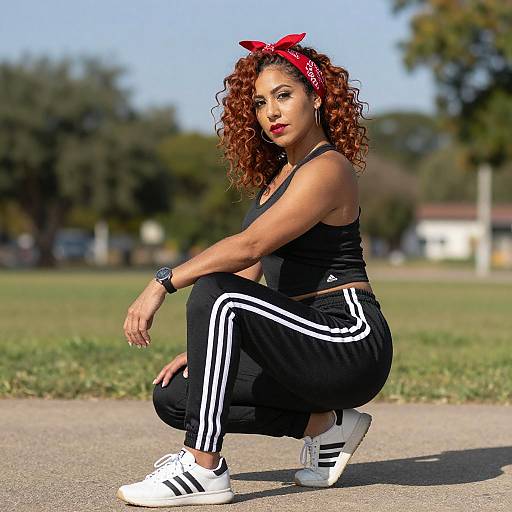 Sporty Latina Woman in Outdoor Setting
