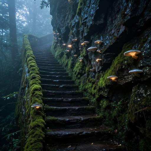 Mystical Stairwall in Enchanted Forest