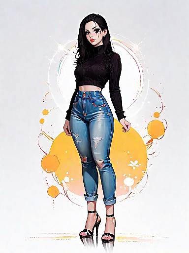 Casual Chic Woman Full-Body Studio Portrait