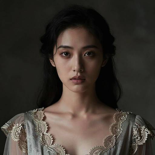 Elegant Vintage Portrait with Piercing Eyes