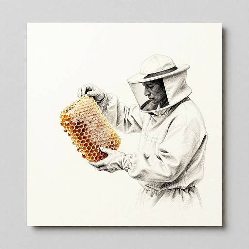 Detailed Graphite Beekeeper Sketch