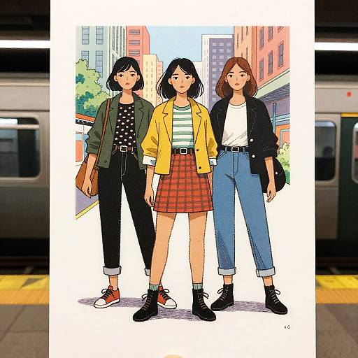 Sunlit Subway Street Style Illustration