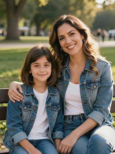 Golden-Hour Latina Mother and Daughter