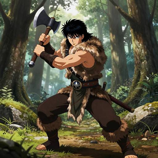 Fierce Barbarian in Wild Forest