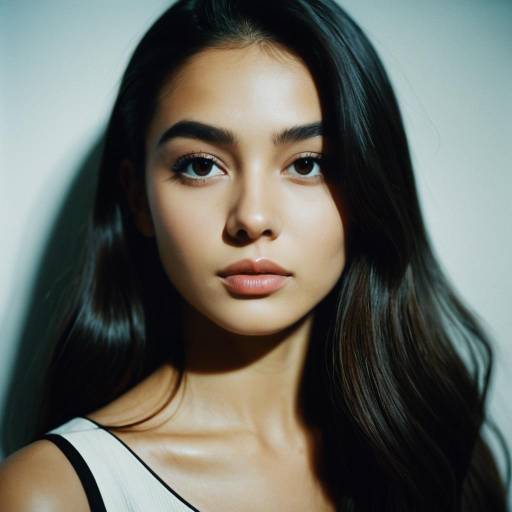Young Woman with Long Dark Hair Portrait