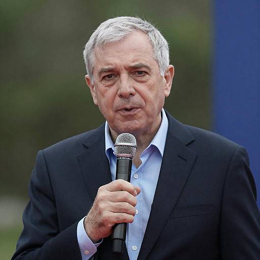 Serious Older Man in Pinstripe Suit