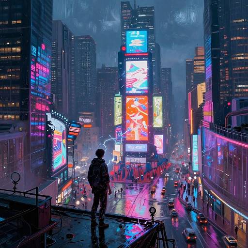 Impressionist Cyberpunk Urban Panorama