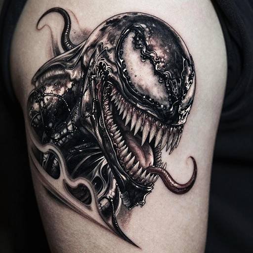Venomous Creature Black and White Tattoo
