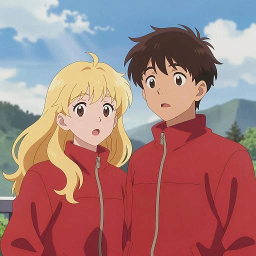 Digital Illustration of Two Friends Outdoors