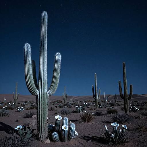Moonlit Desert with Singing Cacti