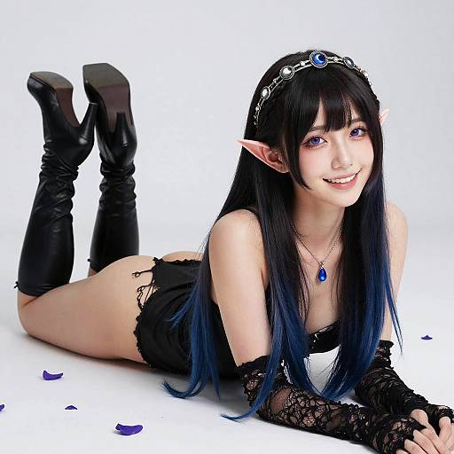 Moonlit Sapphire: Crowned Elven Beauty