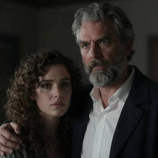 Intense Couple in Dim Light Photograph