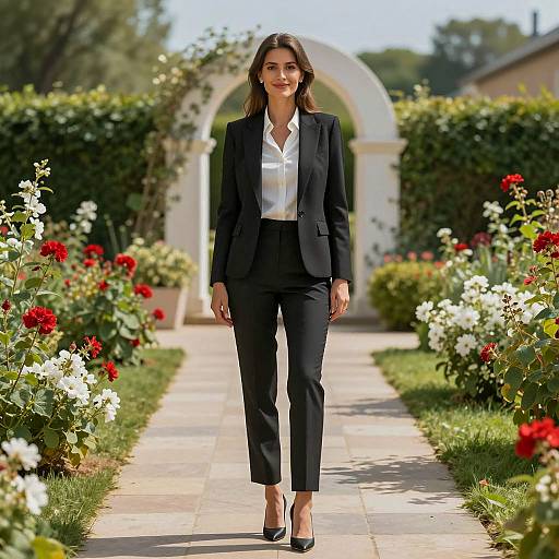 Elegant Woman in Evening Pant Suit