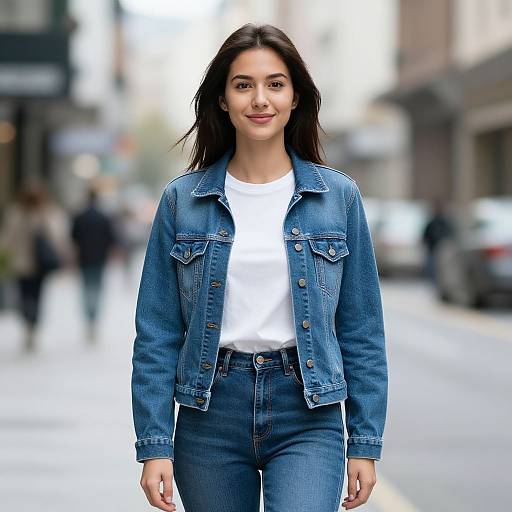 Confident Woman in Denim on City Street