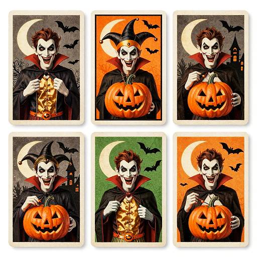 Retro Halloween Trading Card Characters