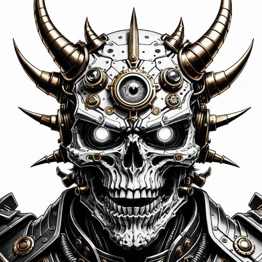 Steampunk Samurai Skull with Cyborg Eye