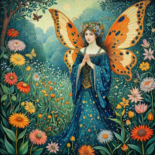 Neo-Impressionist Faerie with Butterfly Wings