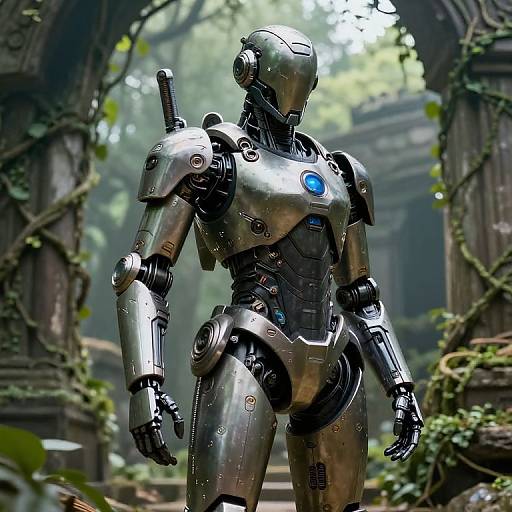 Robotic Sentinel Guarding Ancient Ruins