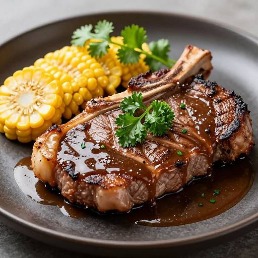 Seared T-Bone Steak with Garnishes