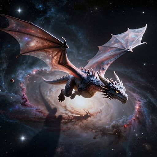 Cosmic Dragon in Nebula Flight