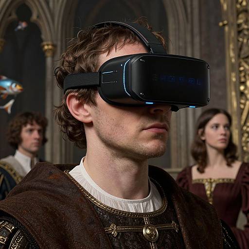 Medieval Man with Cyberpunk VR Headset
