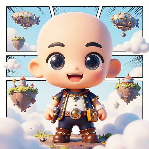 Cheerful Steampunk Chibi Sky Pirate