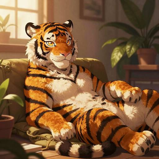 Cozy Female Tiger Furry Portrait