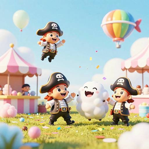 Vibrant Sky Pirates Market Scene