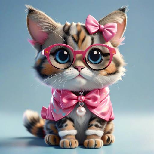 Adorable Tortoiseshell Cat Cartoon Character