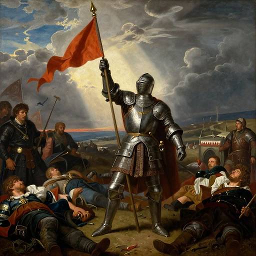 Heroic Knight Raising Victory Banner