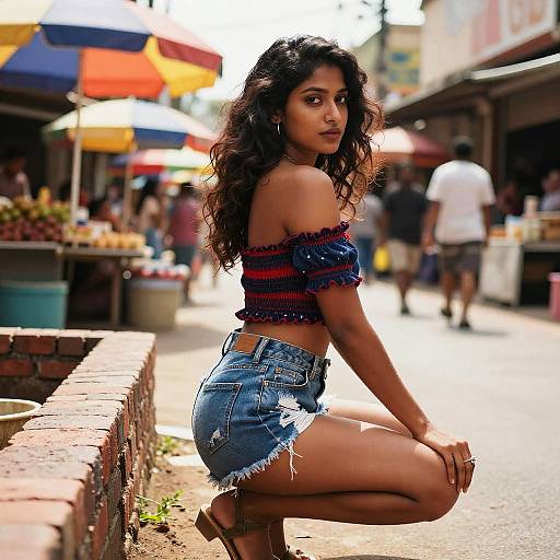 South Asian Woman in Denim Street Style
